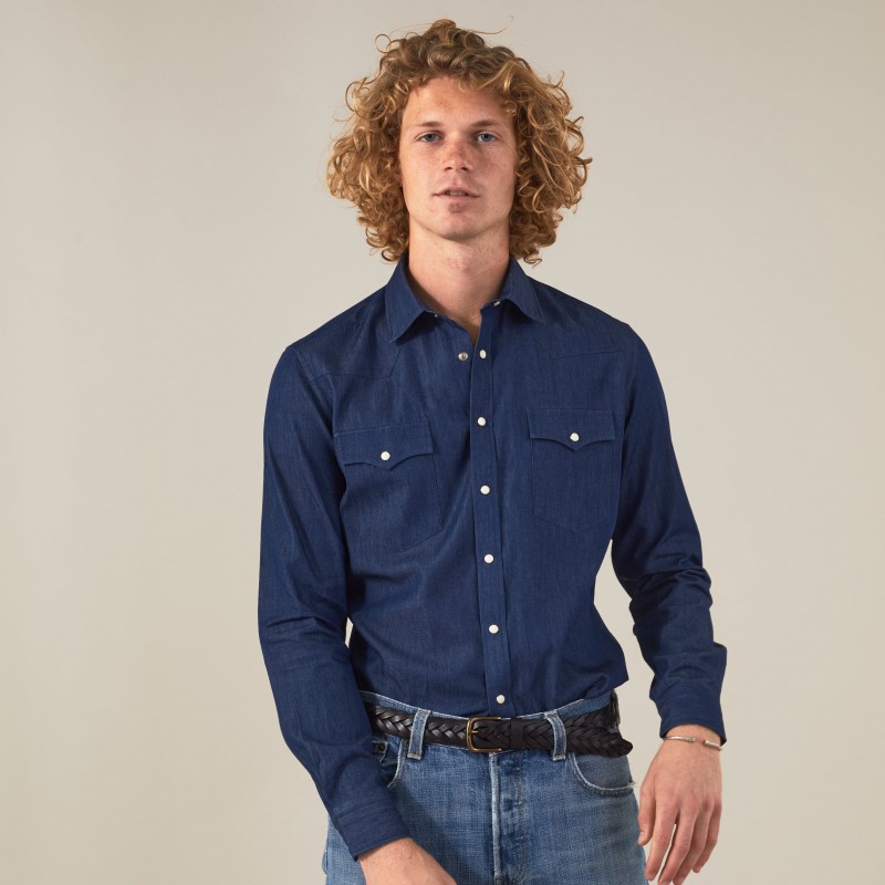 Chemise homme Jean Uni Bleu